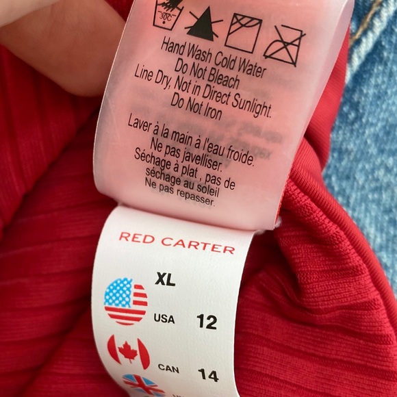 Red Carter Plunge Maillot One-Piece Halter XL/12 - Picture 9 of 9